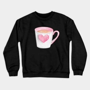 Cup of coffee with pink heart Crewneck Sweatshirt